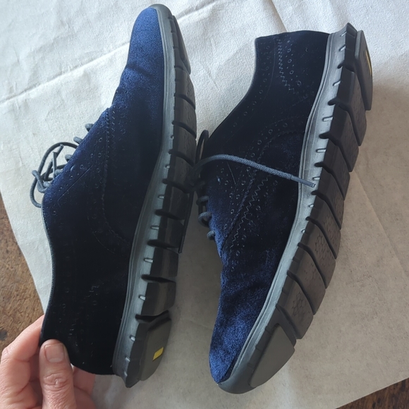 Cole Haan ZeroGrand Wingtip Oxford Shoes Blue Velvet 7.5B - Picture 4 of 7